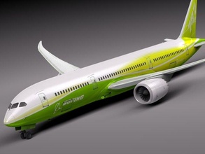 boeing 787 dreamliner verde limone 3d modello in commerciale 3dexport uniti d'america passeggeri dettagliata interni moderno hipoly aereo jet linea 7e7 civile 3d print model - Mito3D