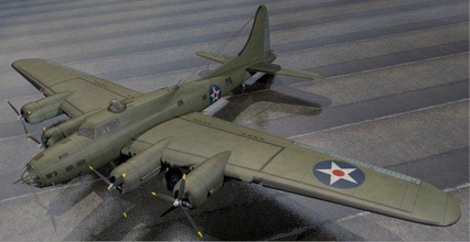 boeing b-17e fortress aircraft plane warplane military historic ww2 wwii usaaf american heavy bomber 3d print model - Mito3D