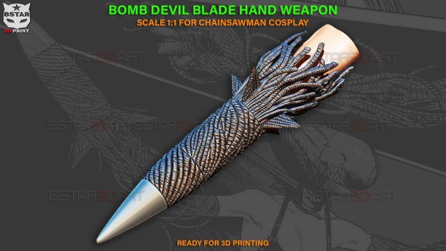 bomb devil blade arm weapon - chainsaw man cosplay toys halloween denji arms helmet mask anime chainsawman makima reze bombdevilreze games 3D print model - Mito3D