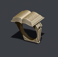 libro anillo 3d impresión modelo in anillos 3dexport antiguo estante libros oro joya joyería biblioteca lite señorío medieval obj imprimible rinoceronte plata stl zbrush 3d print model - Mito3D