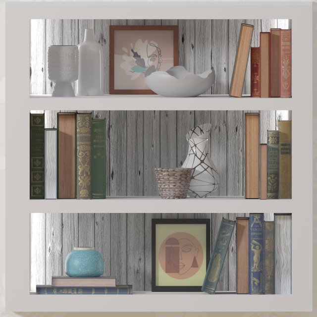 bookcase books vase interior 3D print model - Mito3D