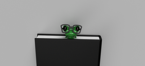 marcador rana 3d impresión imprimible libro leyendo cuaderno Arte escritorio palo plastico juguete cabeza dibujos animados verde sapo deco artilugio 3d print model - Mito3D