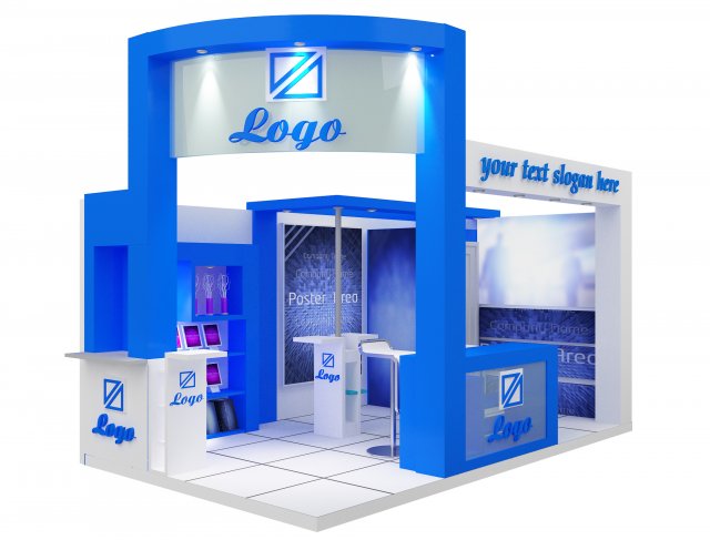 booth exhibition stand 27 exhibitions kiosk partition advertising 3D print model - Mito3D