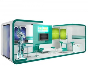 cabine exibição ficar pé 43 exposições quiosque partição publicidade 3d print model - Mito3D