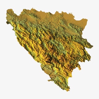 Bosnien Herzegowina stl 3d drucken Modell Terrain Karte Landschaft Land Linderung Geographie Kontinent Berg Erde 3d print model - Mito3D