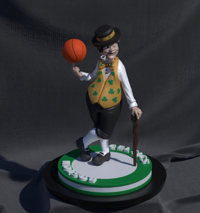 Boston celtiques mascotte chanceux lutin nba stl homme panier basketball taureaux lakers sports 3D print model - Mito3D