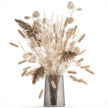 bouquet of dried flowers in a glass vase 127 3d model small plants 3dexport lunaria triticum spikelet wheat dry grass reeds reed general-decor flower bushes decor decoration 3d print model - Mito3D