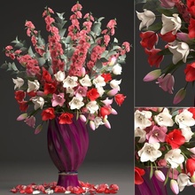 ramalhete of primavera flores tulipas 3d modelo in 3dexport tulipa rosa decoração plantar sakura cereja flor vidro pétalas japão realista pétala vaso sacura 3d print model - Mito3D