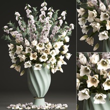 buket of ilkbahar çiçekler laleler 3d model in 3dexport lale pembe dekor bitki sakura kiraz çiçek bardak taç yapraklar japonya gerçekçi yaprağı vazo sacura beyaz 3d print model - Mito3D