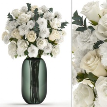 buket of beyaz çiçekler in a vazo dekor 147 3d model 3dexport karanfil karyofilus paeonia şakayık okaliptüs ilkbahar gül iç tasarım general decor çiçek bardak 3d print model - Mito3D
