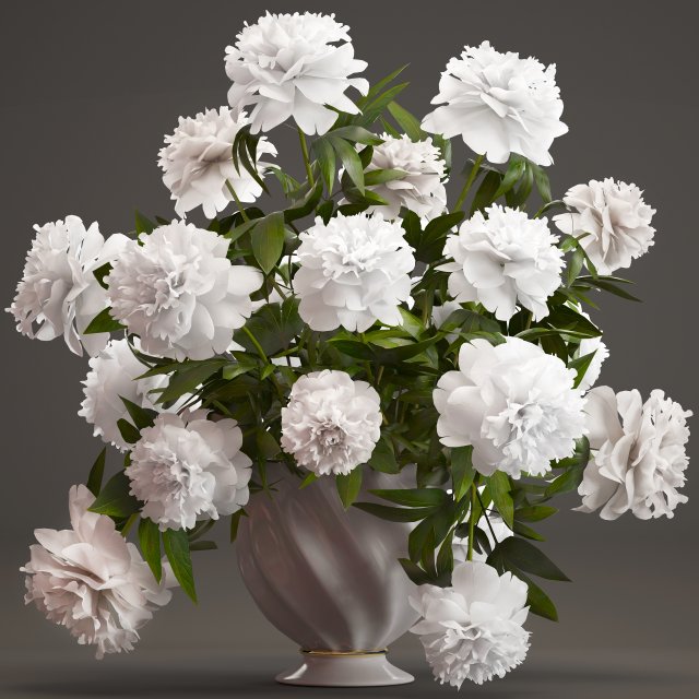 ramo blanco peonías 3d modelo in flores 3dexport paeonia espirea flor manojo interior decoración florero fresco peonía rama pion primavera planta maceta realista belleza 3D print model - Mito3D