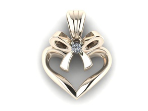 bow pendant printable golden diamond gem 3d print model - Mito3D