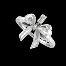 bow ring ribbon jewelry charm gift cadiaan gold silver bowtie signature 3dprinting diamond 3d print model - Mito3D