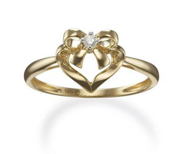 anillo lazo arco la joyería el diamante de oro 3d print model - Mito3D