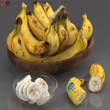 schüssel of bananen 3d modell blumen 3dexport banane obst teller dekor vase lebensmittel 3d print model - Mito3D