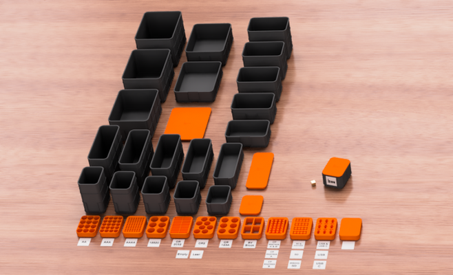 cajas pilas 3d impresión modelo in 3dexport rango batería organizado almacenamiento conveniente acceso adecuado tamaños ordenado solución protege dañar robusto durable diseño ideal 3d print model - Mito3D