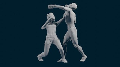 boxing 3d print model in 3dexport 3dprint sport girl men stl 3d print model - Mito3D