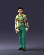 boy in colorful clothes 0069 3d print ready model child 3dexport scan polygon 3dprint human male realistic posed character people miniature style fashion photochildren children 3d print model - Mito3D
