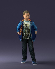 boy pose 0265 3d print ready scan model polygon 3dprint human male realistic posed character people miniature child style fashion photochildren children 3d print model - Mito3D