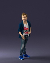 boy pose 0275 3d print ready scan model polygon 3dprint human male realistic posed character people miniature child style fashion photochildren children 3d print model - Mito3D