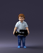 boy toy car 1016 3d print ready model in child 3dexport scan polygon 3dprint human male realistic posed character people miniature style fashion photochildren children 3d print model - Mito3D