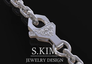 bracelet classic printable 3d model design cnc milling jewel oval cuff lock pattern link 3d print model - Mito3D