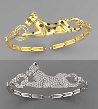 bracelet 3d print model in bracelets 3dexport ring gold silver earrings jewelry luxury platinum gem rings engagement wedding feather panther panthera panter pantera tiger 3d print model - Mito3D