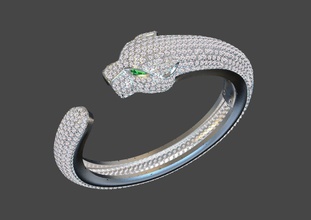 bracelet 3d impression modèle in bracelets 3dexport boucles d'oreilles bijoux diamants diamant or argent panthère panter panthera lion tigre pantera anneaux broch boutons manchette livre 3d print model - Mito3D