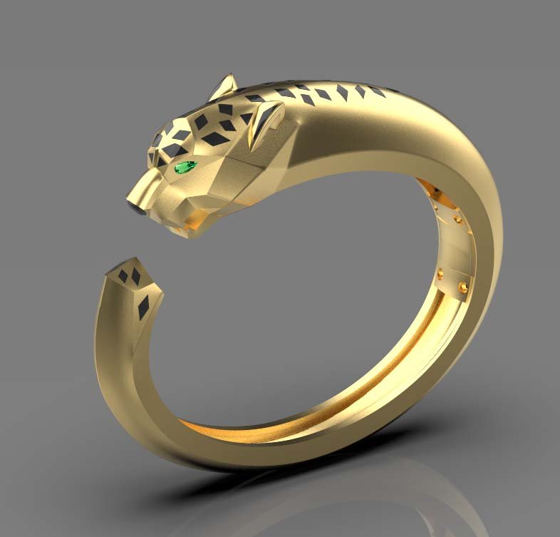 bracelet 3d impression modèle in bracelets 3dexport boucles d'oreilles bijoux diamants diamant or argent panthère panter panthera lion tigre pantera anneaux broch boutons manchette livre 3D print model - Mito3D