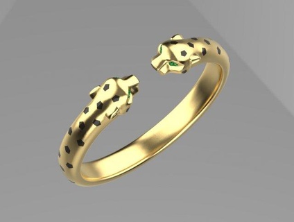 braccialetto 3d Stampa modello braccialetti squillare oro gioielleria argento calcolo anelli pantera panthera panter 3d print model - Mito3D