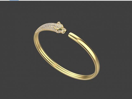 braccialetto 3d Stampa modello braccialetti squillare oro gioielleria argento calcolo anelli pantera panthera panter 3d print model - Mito3D