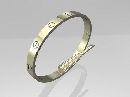 pulsera esposas amor lujo Moda oval oro joyería joya 3d print model - Mito3D