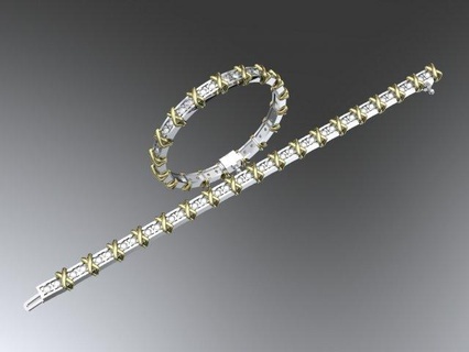 bracelet bracelets diamonds tiffany link gold jewelry two-tone 3d print model - Mito3D