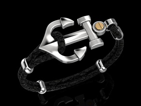bracelet ancre le l'ancre cuir caoutchouc de fil la corde bijoux d'impression 3dprinted imprimable conception joyau or mode printabl l'impression prototypage d'argent 3d print model - Mito3D