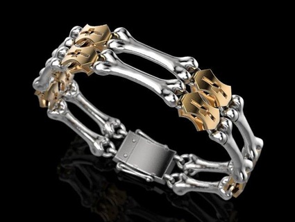 bracelet bones  bracelets bracelet bones jewelry print 3dprinted jewellery printable design jewel golden fashion printabl printing gold prototyping silver biker bracelets  3d print model - Mito3D
