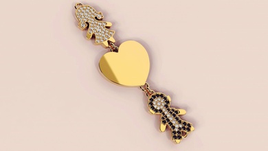 bracelet boy girl heart gold silver cnc stl printing diamond stones jewelry jewellery jewel 3d print 3d print model - Mito3D