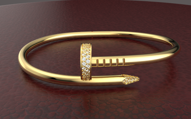 braccialetto giusto clou 185mm 3d stampa modello in braccialetti 3dexport juste pantera ring bangle bracelet diamond pavimentato lusso gioielleria love earing jewelry gold 3d print model - Mito3D