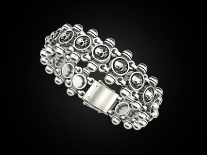 bracelet réel motard 5 bracelets crâne bijoux impression 3dprinted imprimable conception bijou d'or or prototypage argent noircissement texture homme 3d print model - Mito3D