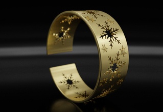 pulseira de floco neve natal impressão 3d modelo ouro jóias elegante a arte prata printable sterling casamento moda platina brilhantes pulseiras anel vintag 3d print model - Mito3D