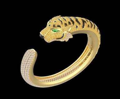 braccialetto tigre 3d Stampa modello braccialetti squillare oro argento orecchini gioielleria pantera panthera panter pendente 3d print model - Mito3D