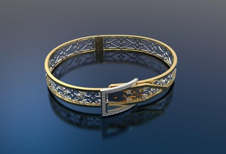 braclet femmes bijoux le diamant briliant d'argent or 3d print model - Mito3D
