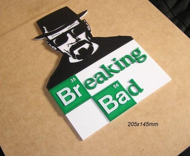 breaking bad embossed logo poster sign printed 3d printer pla filament signs logos label printing game console xbox video player joystick tools dance badge film cinema vintage 3d print model - Mito3D