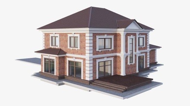 tijolo casa 3d clássico arquitetura Revit coroa render centro cidade construção 3d print model - Mito3D
