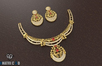 nuziale della collana la ciondolo gioielli oro argento diamante stampabile di fidanzamento matrimonio stl abbigliamento moda pietre preziose indiano 3d print model - Mito3D