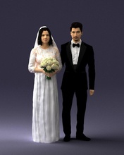 brideandgroombrunettes0481 3d print ready scan model polygon 3dprint human male realistic posed character people miniatures man woman child love relationship couple romance 3d print model - Mito3D
