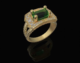 brilhante trança anel 3d impressão modelo in argolas 3dexport imprimível ouro prata platina esterlina gema gemas mulheres diamantado moda jóia esmeralda joalheria 3d print model - Mito3D