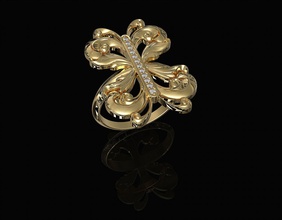 brilhante fantasia anel 3d impressão modelo in argolas 3dexport imprimível ouro prata platina esterlina gema gemas mulheres diamantado jóia moda joalheria 3d print model - Mito3D