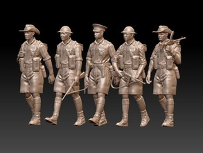 british australia soldiers ww2 3d print model in figurines 3dexport england britain kingdom soldier lee enfieldu rifle machine sten war 2ww wwii brodie english afrika korp 3d print model - Mito3D