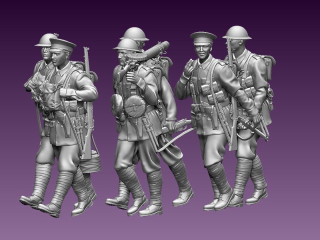 britannico soldati ww1 3d stampa modello in figurine 3dexport inghilterra gran bretagna regno soldato lee fucile guerra brodie inglese prima mondiale enfield lewis 3D print model - Mito3D