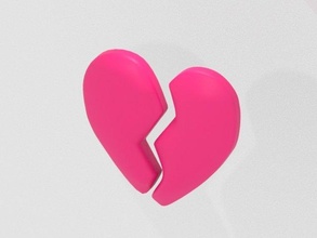 roto corazón 3d impresión modelo in señales logos 3dexport broken heart corazones dibujos animados arte juguetes 3d print model - Mito3D